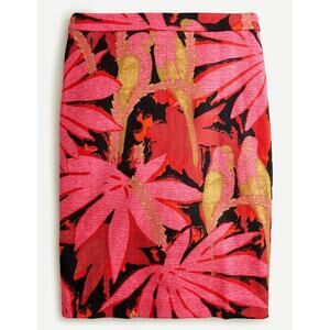 J. Crew Pink and Gold Tropical Floral Pencil Skirt, size 2